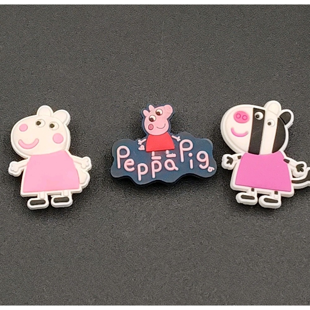 Set-3 Peppa Pigs Shoe Charms Cute Characters Cartoon Wristband Accessories 📸👀